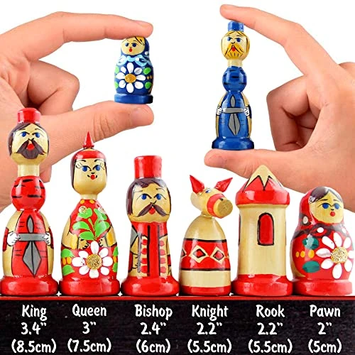 Chamomile Themed Chess Set - Wooden Chess Pieces In A Shape Of Matryoshka Dolls - Board Games For Adults - Wooden Chess Set - Handcrafted Chess Gifts 4 Chamomile Themed Chess Set - Wooden Chess Pieces In A Shape Of Matryoshka Dolls - Board Games For Adults - Wooden Chess Set - Handcrafted Chess Gifts - Image 2