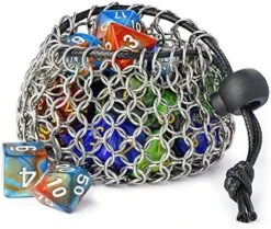 YOUSHARES Drawstring Game Dice Bag - Stainless Steel Chainmail DND Dice Pouch For Metal Polyhedral D&D Dice Set, Coin -Folkmanis Toys Shop 51dte2PWenL. AC