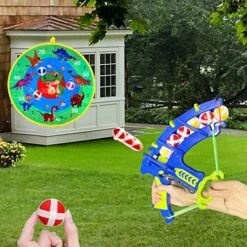 QuRender 29inch Dart Board,1 Sticky Balls Bow And Arrow Launcher,20 Sticky Balls,Toys Gifts For 3 4 5 6 7 8 9 10 11 12 Boys & Girls,Indoor Outdoor Party Sports Play Games Multicolor -Folkmanis Toys Shop 51dxn2pz4sL