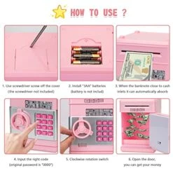 Pink Piggy Bank Cash Coin Can ATM Bank Electronic Coin Money Bank Money Saving Box For Teen Girl Toy Age 4 8 10 12 With Password Code Lock For Kids 4 7 8 9 10 11 Year Old Girl Gift Hot Best Gifts Idea -Folkmanis Toys Shop 51e0i5UnQDL