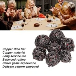 7Pcs Hollow Dice Kit,Copper Stool Portable Rolling Sculpting Metal Polygonal Dice Kit Suitable For Chessboard Games (Bloodstained) -Folkmanis Toys Shop 51e1HhoYeoL