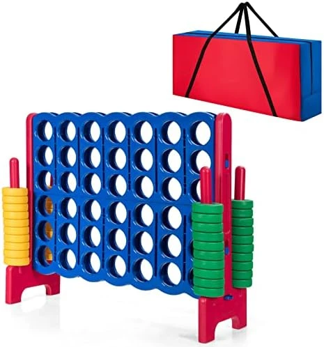 COSTWAY Jumbo 4-to-Score Giant Game Set With Storage Carrying Bag, 4 In A Row For Kids And Adults, Game Set With 42 Jumbo Rings & Quick-Release Slider, Perfect For Family Game 12 COSTWAY Jumbo 4-to-Score Giant Game Set With Storage Carrying Bag, 4 In A Row For Kids And Adults, Game Set With 42 Jumbo Rings & Quick-Release Slider, Perfect For Family Game - Image 10