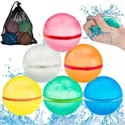 Water Balloons Reusable, 6PCS Water Balls Self Sealing Quick Fill Soft Silicone, Refillable Magnetic Water Bombs Splash Summer Fun For Kids, Outdoor Water Toys For Backyard, Water Games