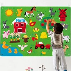 JFEYV Children's Teaching Felt Board, DIY Ocean Farm Animals Story Felt Board Set, Teaching Flannel Graphs For Children Early Learning Interactive Play Kit Wall Hanging Gift (Farm) 10 JFEYV Children's Teaching Felt Board, DIY Ocean Farm Animals Story Felt Board Set, Teaching Flannel Graphs For Children Early Learning Interactive Play Kit Wall Hanging Gift (Farm) -Folkmanis Toys Shop 51eJnUQK0lL