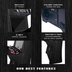 Creative Arcades Full Size Stand-Up Commercial Grade Arcade Machines | 4 Player | 3500 Games | 32" LCD Screen | 4 Sanwa Joysticks | Trackball | Woodgrain Edition | 2 Stools Included | 3 Year Warranty -Folkmanis Toys Shop 51eNQiweJXL