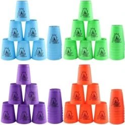 Lancisism 48Pcs Quick Stacking Cups Set, BPA-Free Material Sports Training Stacking Cup Game, Classic Family Game For Kids Adults Family, Great Gift Idea (Blue & Green & Purple & Red) -Folkmanis Toys Shop 51eRzxkOLKL. AC