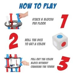 E-Jet Stacking Game Tumbling Giant Tower Game For Adults & Teen | Party & Table Game Night, Multi-Colored, Jumbo (EOL24940) -Folkmanis Toys Shop 51eTOt1s9iL 1