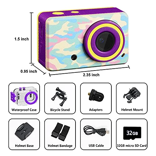 Luoba Kids Camera Waterproof Toddler Digital Camera For Kids 3 4 5 6 7 8 Year Old Children Underwater Cameras Toys Age 3-8 Girls Boys Birthday Gifts Mini HD Sport Recorder With 32GB SD Card(Purple) 7 Luoba Kids Camera Waterproof Toddler Digital Camera For Kids 3 4 5 6 7 8 Year Old Children Underwater Cameras Toys Age 3-8 Girls Boys Birthday Gifts Mini HD Sport Recorder With 32GB SD Card(Purple) - Image 5