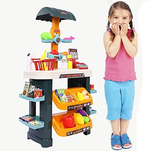 CAIGOU Grocery Game Store Children’S Gifts Girl Supermarket Kitchen Toy Set With Cash Scanner And (Multicolour) 3 CAIGOU Grocery Game Store Children’S Gifts Girl Supermarket Kitchen Toy Set With Cash Scanner And (Multicolour)