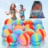 SOPPYCID 15Pcs Reusable Water Balloons, Reusable Water Balls For Kids, Easy To Fill, No Mess, Rainbow Water Balloons For Boys And Girls, Pool Outdoor Toys For Water Balloon Fights, Beach, Bath Time
