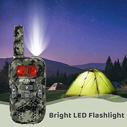 Retevis RT33 Kids Walkie Talkies, Army Toys For Boys And Girls Aged 6-12, Flashlight, 2 Way Radio Gifts, Survival Gear And Equipment For Kids Adventure Game Camping(2 Pack, Camo) 5 Retevis RT33 Kids Walkie Talkies, Army Toys For Boys And Girls Aged 6-12, Flashlight, 2 Way Radio Gifts, Survival Gear And Equipment For Kids Adventure Game Camping(2 Pack, Camo) - Image 3