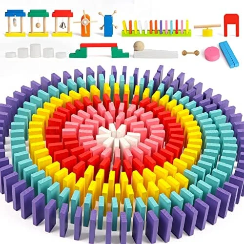 Wondertoys 600 PCS Dominoes Set For Kids Wooden Building Blocks 6 Colors Bulk Dominoes Racing Tile Games Educational Toy For Kids Birthday Party With 11 Add-on Blocks And 1 Storage Bag 11 Wondertoys 600 PCS Dominoes Set For Kids Wooden Building Blocks 6 Colors Bulk Dominoes Racing Tile Games Educational Toy For Kids Birthday Party With 11 Add-on Blocks And 1 Storage Bag - Image 9