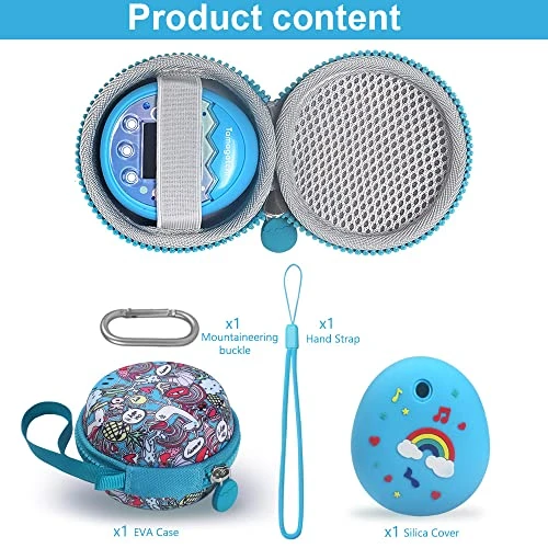 OUKNAK Carrying Case And Silicone Cover For Tamagotchi Pix, Hard EVA Case Soft Skin Storage Bag For Tamagotchi Pix Virtual Pet Machine-Blue 4 OUKNAK Carrying Case And Silicone Cover For Tamagotchi Pix, Hard EVA Case Soft Skin Storage Bag For Tamagotchi Pix Virtual Pet Machine-Blue - Image 2