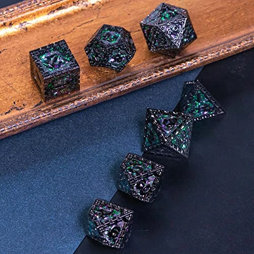 UDIXI Metal DND Dice Set, 7PCS Polyhedral D&D Dice Set Dragon D N D Dice For Dungeons And Dragons, Metal Dice Set D&d For Role Playing Dice (Black 12) 4 UDIXI Metal DND Dice Set, 7PCS Polyhedral D&D Dice Set Dragon D N D Dice For Dungeons And Dragons, Metal Dice Set D&d For Role Playing Dice (Black 12) - Image 2