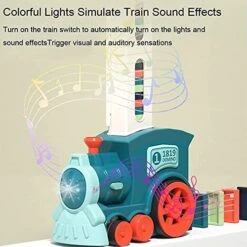 JEWAB Kids Electric Domino Train Set, 100Pcs Fun And Colorful Domino Rally Train Building, Auto Stacking Block Set, Children Creative Toy Game Educational Play For 3-12 Year Old Boys And Girls (A) -Folkmanis Toys Shop 51fBMIFfczL