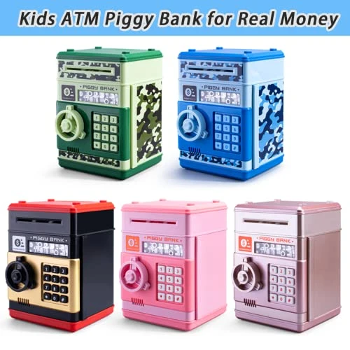 ATM Piggy Bank For Girls Boys, PhilaeEC Real Money Cash Coin Can Saving Box Electronic Money Safe Bank For Kids Baby And Adult Collection Games Supplies - Hot Birthday Gifts (Pink) 4 ATM Piggy Bank For Girls Boys, PhilaeEC Real Money Cash Coin Can Saving Box Electronic Money Safe Bank For Kids Baby And Adult Collection Games Supplies - Hot Birthday Gifts (Pink) - Image 2