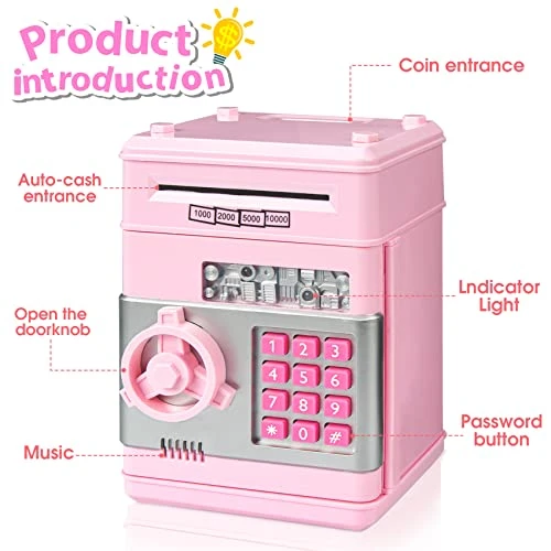 MAGIBX Piggy Bank Toys For 6 7 8 9 10 11 Year Old Girl Gifts, Money Saving Box For Teen Girls Toys Age 6-8-10-12, Christmas Birthday Gifts For 7 8 Year Old Girls Stuff ATM Machine For Kids 5-7, Pink 5 MAGIBX Piggy Bank Toys For 6 7 8 9 10 11 Year Old Girl Gifts, Money Saving Box For Teen Girls Toys Age 6-8-10-12, Christmas Birthday Gifts For 7 8 Year Old Girls Stuff ATM Machine For Kids 5-7, Pink - Image 3