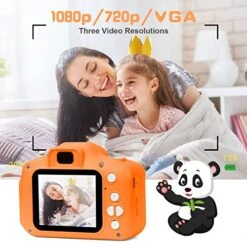 Ainiv Kids Camera, Kids Selfie Camera For Boys And Girls, Digital Camera With Photo Stickers And Puzzle Games, Boys And Girls Gifts, With 32GB SD Card, 2.0 Inch IPS Screen 1080P Video Camcorder-Orange -Folkmanis Toys Shop 51fdzKpMdDL