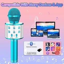 Kingci Kids Microphone, Girls Toy Microphones For Toddler Singing Bluetooth + 18 Pre-Loaded Nursery Rhymes, Birthday Gifts Toys Microphone For 3 4 5 6 7 8 9 10 12 Year Old Girls Boys -Folkmanis Toys Shop 51fsNv7SZBL