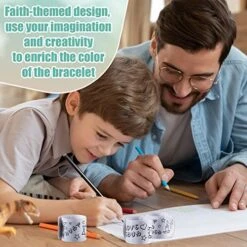 Lewtemi 60 Pcs Color Your Own Faith Slap Bracelets Religious Slap Bracelets Christian Religious Craft Slap Bracelets With Religious Sayings For Kids School Craft Projects Coloring DIY Gifts, 3 Style