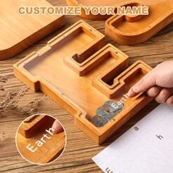 Wooden Letter Piggy Bank For Kids Boys Girls Large 26 Alphabet Money Bank Personalized Custom Name Transparent Saving Coin Bank, Perfect Christmas,Birthday Gift For Kids Adults And Home Decoration (C) -Folkmanis Toys Shop 51fzOwTZRgL