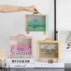 Bsetain Piggy Bank Children's Toy Money Box Wooden Frame Piggy Bank Creative Money Savings Bank Currency Bank Natural Wood Coin Bank Desk Decoration Piggy Banks Furniture Games (Color : Pink) -Folkmanis Toys Shop 51g7fB2RWXL