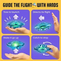 Atlasonix UFO Mini Hand Drone For Kids - Drone Home Game, Hand Controlled Drone, Motion Sensor Flying Toy For Indoor Play - Kids Drone For Boys & Girls - Blue
