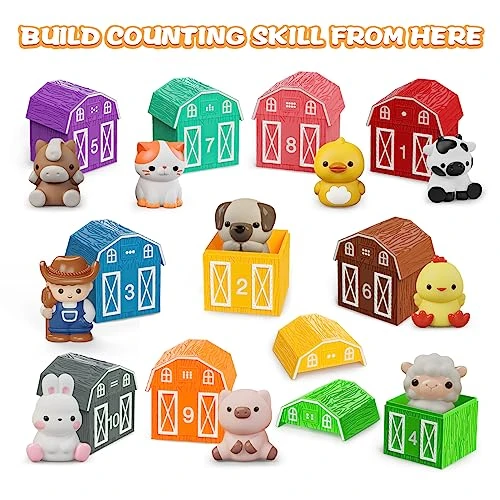 Learning Toy For Toddlers 1 2 3+ Years Old, 20 PCS Farm Animal Barn Toy & Finger Puppets, Montessori Educational Toy For Kids, Christmas Birthday Gift With 10 Animals & 10 Barns For Babies Boys Girls 7 Learning Toy For Toddlers 1 2 3+ Years Old, 20 PCS Farm Animal Barn Toy & Finger Puppets, Montessori Educational Toy For Kids, Christmas Birthday Gift With 10 Animals & 10 Barns For Babies Boys Girls - Image 5