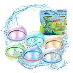Reusable Water Balloons Quick Fill Self Sealing, Refillable Water Balls For Kids Aldult, Water Bomb Splash Balls For Pool, Outdoor Water Toys Balloons For Water Fight Game, Summer Fun Party, 6 Pack