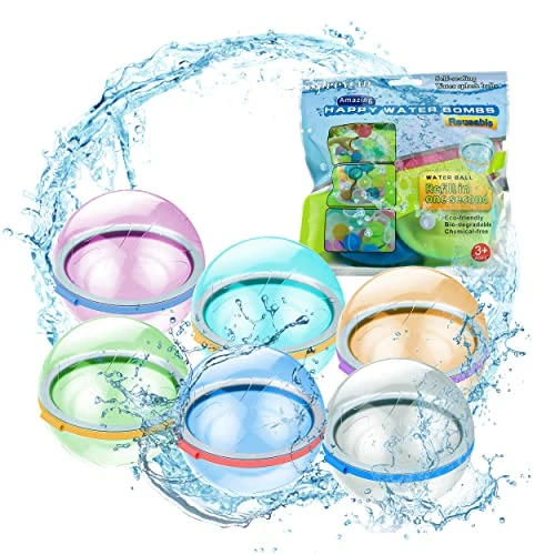 Reusable Water Balloons Quick Fill Self Sealing, Refillable Water Balls For Kids Aldult, Water Bomb Splash Balls For Pool, Outdoor Water Toys Balloons For Water Fight Game, Summer Fun Party, 6 Pack 3 Reusable Water Balloons Quick Fill Self Sealing, Refillable Water Balls For Kids Aldult, Water Bomb Splash Balls For Pool, Outdoor Water Toys Balloons For Water Fight Game, Summer Fun Party, 6 Pack