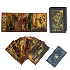 SUNHHX Tarot Cards, 78 Tarot Cards Deck PVC Waterproof Wrinkle Resistant Gold Foil Classic Tarot Cards With English Instructions Book, Tarot Cards For Beginners (Gold Rimless)