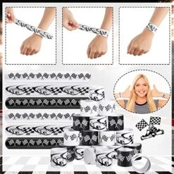 48 Pcs Race Car Party Favors Car Slap Bracelets, Racing Checkered Flag Slap Bracelet For Kids Adults Speed Car Party Birthday Classroom Prizes Exchanging Gifts Sports Events Supplies -Folkmanis Toys Shop 51gR7bY3vFL