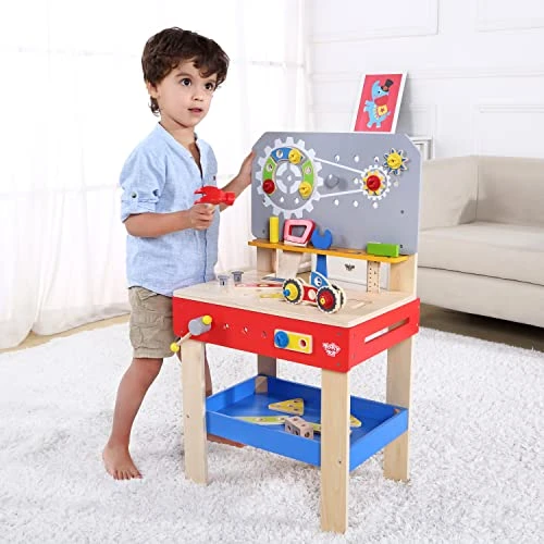 TOOKYLAND Wooden Builder Workbench Playset - 48pcs - Child-Size Work Bench With Tools And Hardware, Toy For Kids 3 Years And Older 3 TOOKYLAND Wooden Builder Workbench Playset - 48pcs - Child-Size Work Bench With Tools And Hardware, Toy For Kids 3 Years And Older
