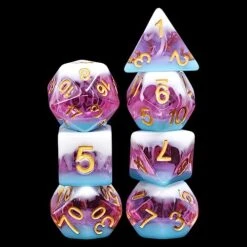 7PCS Polyhedral DND Dice, D&D Dice Set Translucent Tricolour Resin Dice With 3 Overlays For Role Playing Dice Games As DND RPG MTG Table Games (White Violet Blue) -Folkmanis Toys Shop 51gTG0BtumL