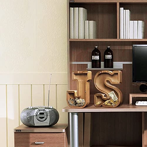 AORCMITN Large Wooden Letter Coin Personalized Piggy Bank For Boys Girls Kids Toddler Adults Money Bank Best Gift For Friends (9.2 Inch-J) 4 AORCMITN Large Wooden Letter Coin Personalized Piggy Bank For Boys Girls Kids Toddler Adults Money Bank Best Gift For Friends (9.2 Inch-J) - Image 2