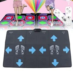 Dance Mat Games For TV, Double Exercise Fitness Dance Pad Game Musical Dancing Mat PU Double User HD Dance Light Up Mat With AV Cable For Living Room, (Gray) -Folkmanis Toys Shop 51gW0xhWqSL