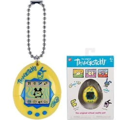 Tamagotchi 42812 Original Yellow & Blue - Feed, Care, Nurture-Virtual Pet With Chain For On The Go Play -Folkmanis Toys Shop 51gYgLia45L