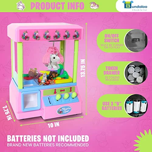 Bundaloo Claw Machine Arcade Game With Sound, Unicorn Themed Mini Candy Grabber Prize Dispenser Vending Toy For Kids, Boys & Girls 5 Bundaloo Claw Machine Arcade Game With Sound, Unicorn Themed Mini Candy Grabber Prize Dispenser Vending Toy For Kids, Boys & Girls - Image 3