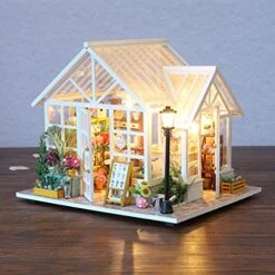 GuDoQi DIY Miniature Dollhouse Kit, Tiny House Kit With Music, Miniature House Kit 1:24 Scale, Great Handmade Crafts Gift For Birthday Halloween, Beautiful Flower Shop -Folkmanis Toys Shop 51gfTPtyscS