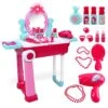 DeAO Little Girls Makeup Table Set Princess Vanity Set For Girls Dressing Girls Play Makeup Set Suitcase 2 In 1 Portable Role Play Set Pink 2 DeAO Little Girls Makeup Table Set Princess Vanity Set For Girls Dressing Girls Play Makeup Set Suitcase 2 In 1 Portable Role Play Set Pink -Folkmanis Toys Shop 51glBGbsUyL