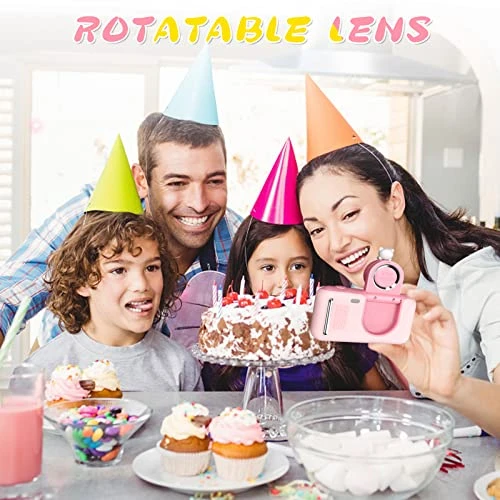 USHINING Kids Camera With Tripod Rotatable Lens Digital Camera For Kids 1080P Video Camera For Kids Birthday Digital Video Camcorder Toy Camera With 32GB SD Card(Pink) 7 USHINING Kids Camera With Tripod Rotatable Lens Digital Camera For Kids 1080P Video Camera For Kids Birthday Digital Video Camcorder Toy Camera With 32GB SD Card(Pink) - Image 5