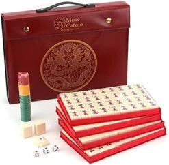 Mose Cafolo Chinese Mahjong Game Set 1.5" X-Large 144 Numbered White Ivory Color Melamine Tiles With Carrying Travel Case,Complete Majiang, Majong, Mah-Jongg Game Set -Folkmanis Toys Shop 51gs PKbkyL. AC