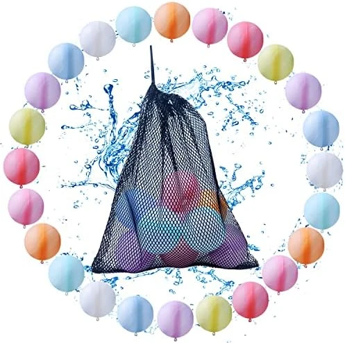 24 Pcs Reusable Water Balloons Water Balls With Portable Mesh Bag, Latex-Free Soft Silicone Water Splash Ball Self Sealing Quick Fill Balloon Summer Outdoor Play Pool Water Toys 7 24 Pcs Reusable Water Balloons Water Balls With Portable Mesh Bag, Latex-Free Soft Silicone Water Splash Ball Self Sealing Quick Fill Balloon Summer Outdoor Play Pool Water Toys - Image 5