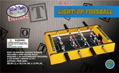 Matty's Toy Stop Deluxe 20" Wooden Table Top LED Light-Up Glow In The Dark Air Hockey (Extra Pucks) & Foosball (Soccer) (Extra Balls) Games Gift Set Bundle - 2 Pack -Folkmanis Toys Shop 51h2trFoilL
