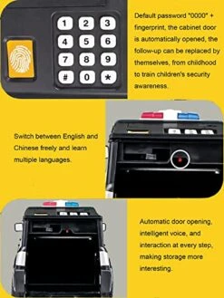 Piggy Bank, ATM Piggy Bank For Real Money, Police Car Toy With Music, Electronic Money Bank Automatic Bill Roller With Password Voice, Perfect Birthday For Boys Girls (Black) -Folkmanis Toys Shop 51h3TZbF9CL