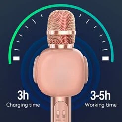 Microphone For Kids, Portable Handheld Wireless Bluetooth Karaoke Mic Machine For Home, Party, Birthday Gifts And Kids Girls Toys Age 5 6 7 8 9 (Rose Gold) -Folkmanis Toys Shop 51h8F7dKGeL