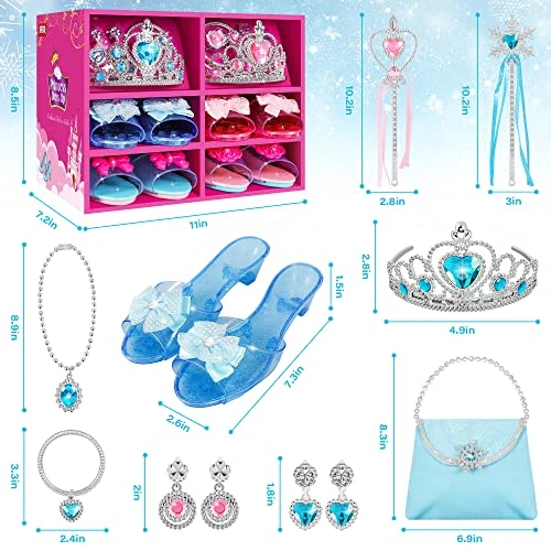 Princess Jewelry And Dress Up Shoes,Role Play Accessories With 4 Pairs Of Princess Shoes,Crowns,Necklaces,Bracelets,Rings,Bags,Gifts Toys For Age 3 4 5 6 Years Old Toddlers Girls 6 Princess Jewelry And Dress Up Shoes,Role Play Accessories With 4 Pairs Of Princess Shoes,Crowns,Necklaces,Bracelets,Rings,Bags,Gifts Toys For Age 3 4 5 6 Years Old Toddlers Girls - Image 4