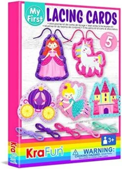 KRAFUN Beginner Unicorn My First Lacing Card Kit For Kids Arts & Crafts, 10 Easy Princess, Mermaid, Lacing Projects, Toddlers Lace Project, Fine Motor Preschool Skills Toys 20 KRAFUN Beginner Unicorn My First Lacing Card Kit For Kids Arts & Crafts, 10 Easy Princess, Mermaid, Lacing Projects, Toddlers Lace Project, Fine Motor Preschool Skills Toys -Folkmanis Toys Shop 51hBL3P9 CL. AC