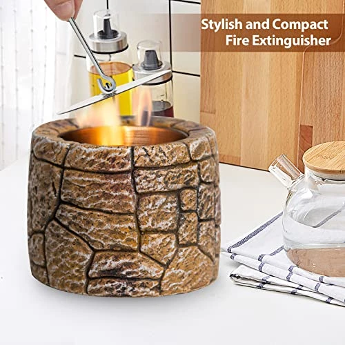 Table Top Fire Pit Bowl - Stone Effect Tabletop Fireplace Indoor Outdoor Decor Portable Concrete Rubbing Alcohol Burner Smores Maker For Patio Balcony With Extinguisher 4 Table Top Fire Pit Bowl - Stone Effect Tabletop Fireplace Indoor Outdoor Decor Portable Concrete Rubbing Alcohol Burner Smores Maker For Patio Balcony With Extinguisher - Image 2