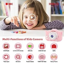 Kids Camera Toys Gift For 3-12 Years Old Girls, Camera For Kids With 32GB SD Card, 1080P HD Kids Digital Camera Suitable For Birthday, Idea For Kids, Toddler Video Camera, Pink -Folkmanis Toys Shop 51hDjj4HgKL